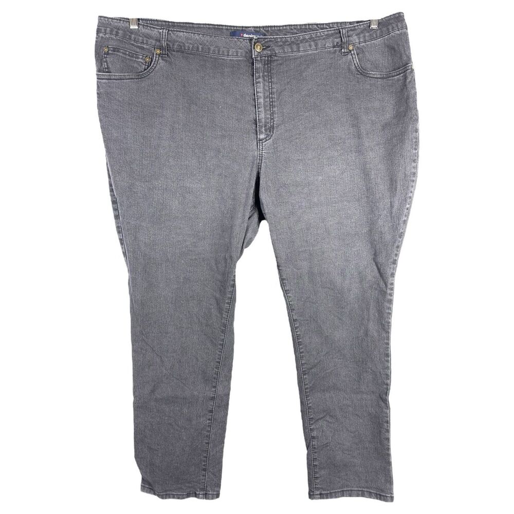 Denim 24 7 Roamans Plus Size 28W Jeans Straight Leg Black Denim High‎ Rise 705